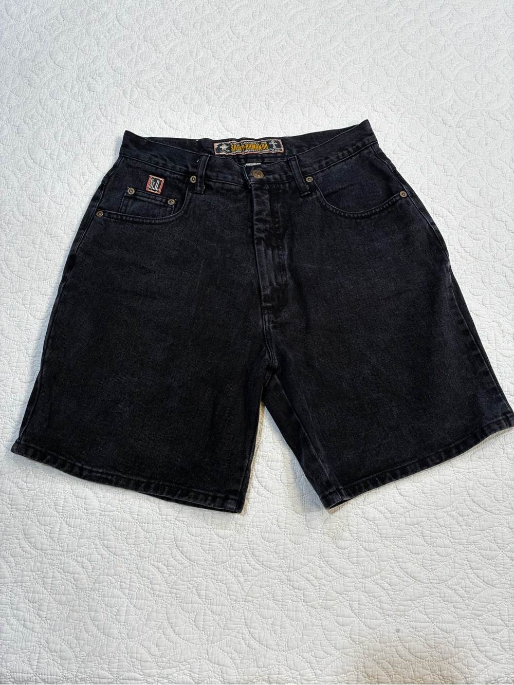 Vintage 90s Saint Romondo High Waisted Black Denim Shorts Jorts Y2K Grunge Sz 9